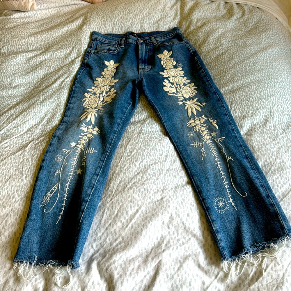 7 for all mankind easy slim embroidered jeans